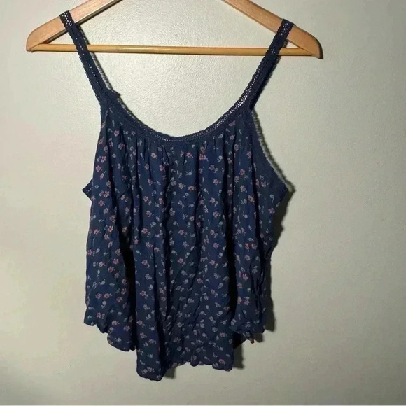Vintage Y2K Abercrombie & Fitch Navy Blue Floral Cami Top Boho Fairycore Tank S - Picture 6 of 7